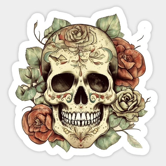 Sugar skull Floral Sticker by logiamerch